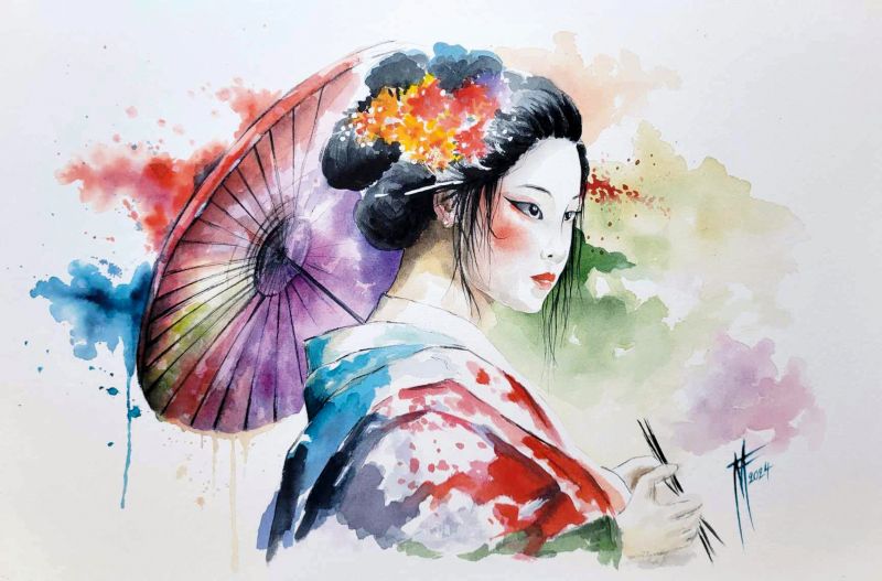 Geisha Aquarelle Web